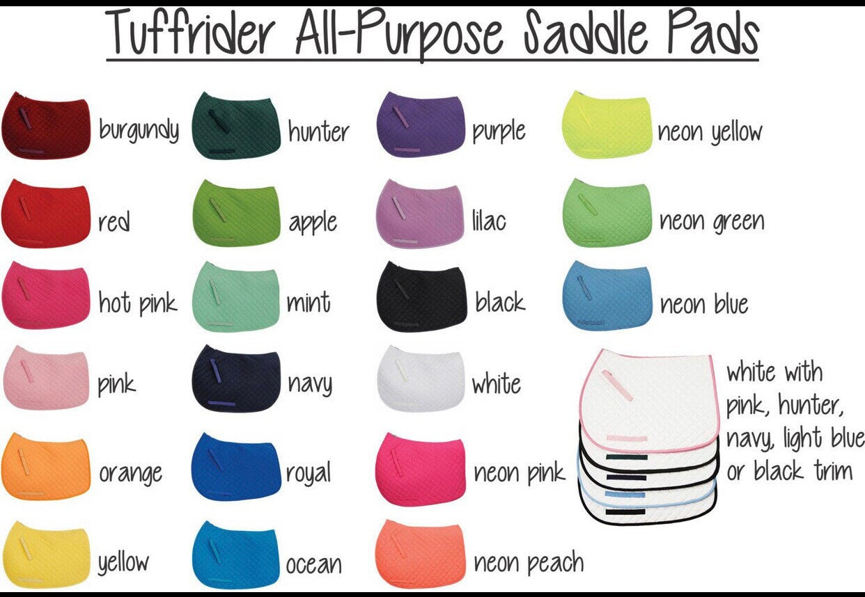 Custom Horse English All Purpose Saddle Pad - Jumping OTTB thoroughbred Tuffrider pad