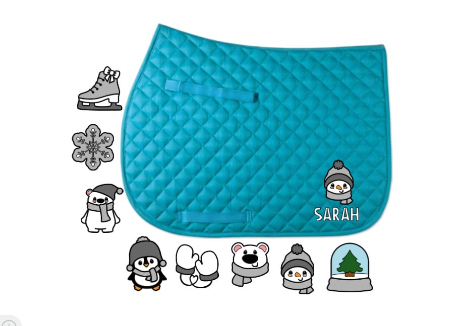 Custom Horse English All Purpose Jump Saddle Pad - WINTER Christmas HOLIDAY GIFT - lots of pad colors!