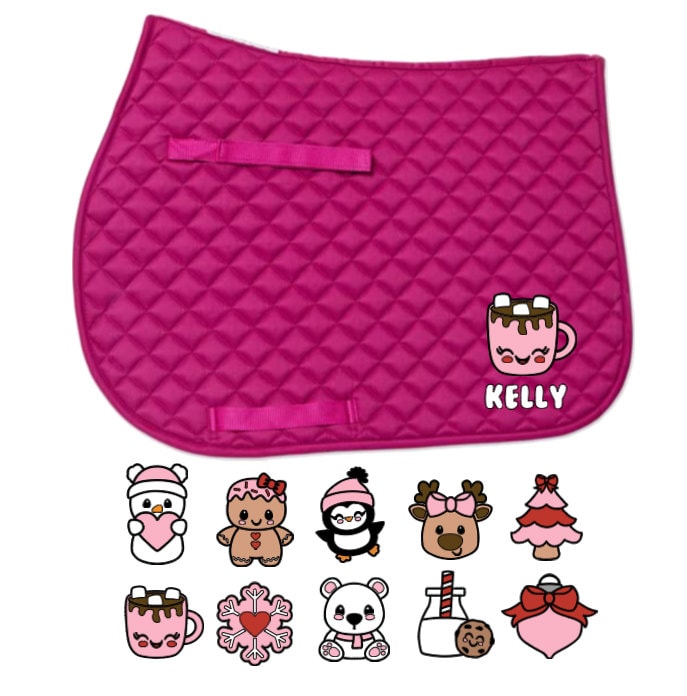 Custom Horse English All Purpose Jump Saddle Pad - WINTER Christmas Holiday GIFT - lots of pad colors!