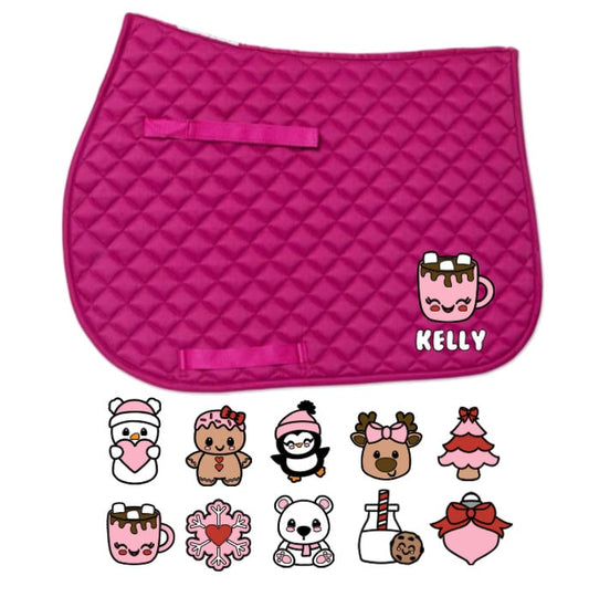 Custom Horse English All Purpose Jump Saddle Pad - WINTER Christmas Holiday GIFT - lots of pad colors!