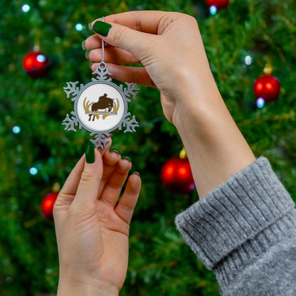 Deer antler Pewter Snowflake Ornament