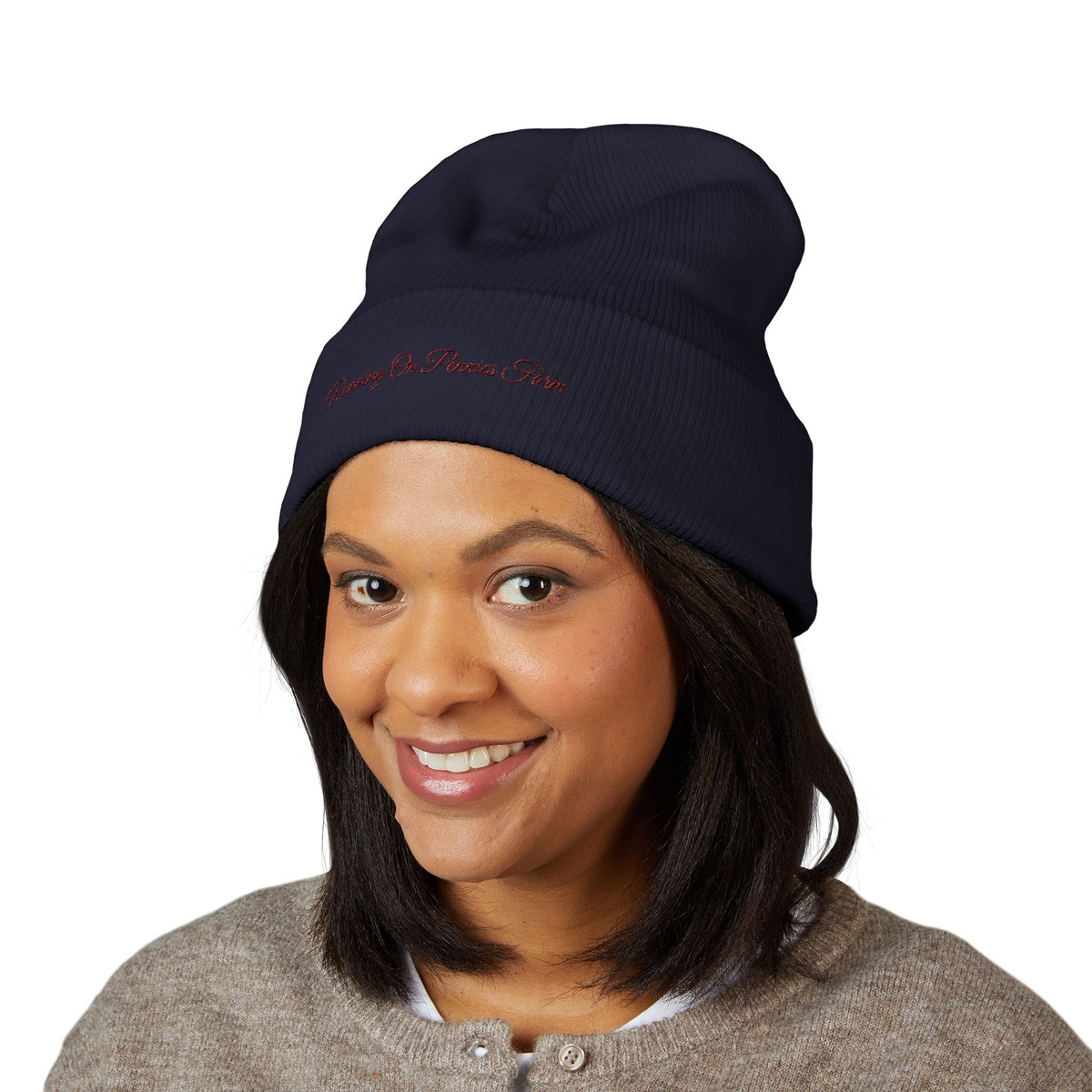 Running on Pennie's Farm Embroidered Cuffed Beanie