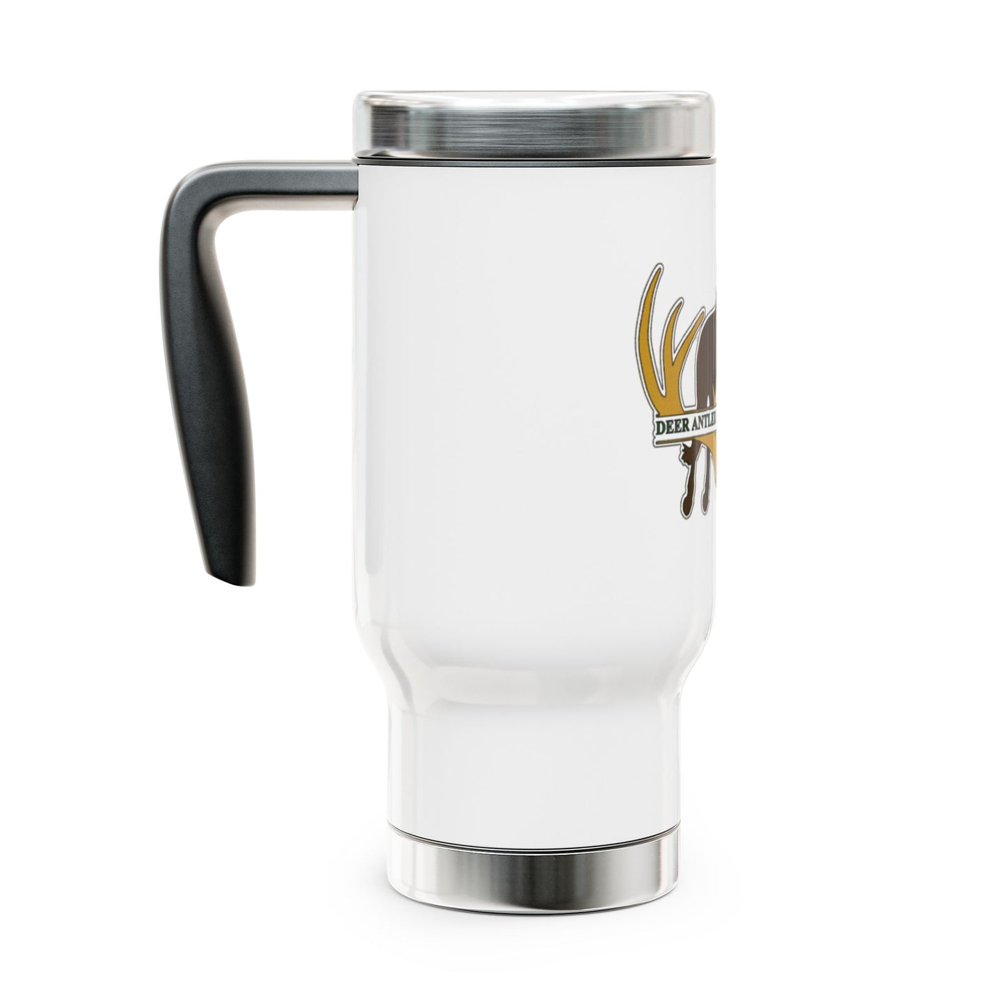 Deer Antler Stainless Steel Travel Mug with Handle, 14oz