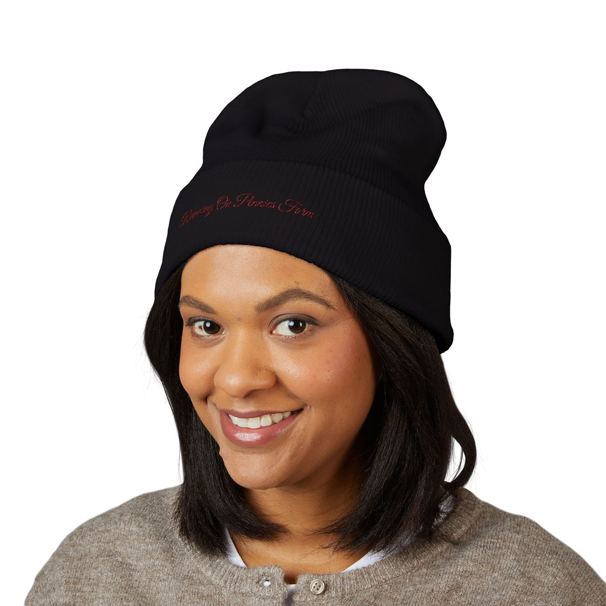 Running on Pennie's Farm Embroidered Cuffed Beanie