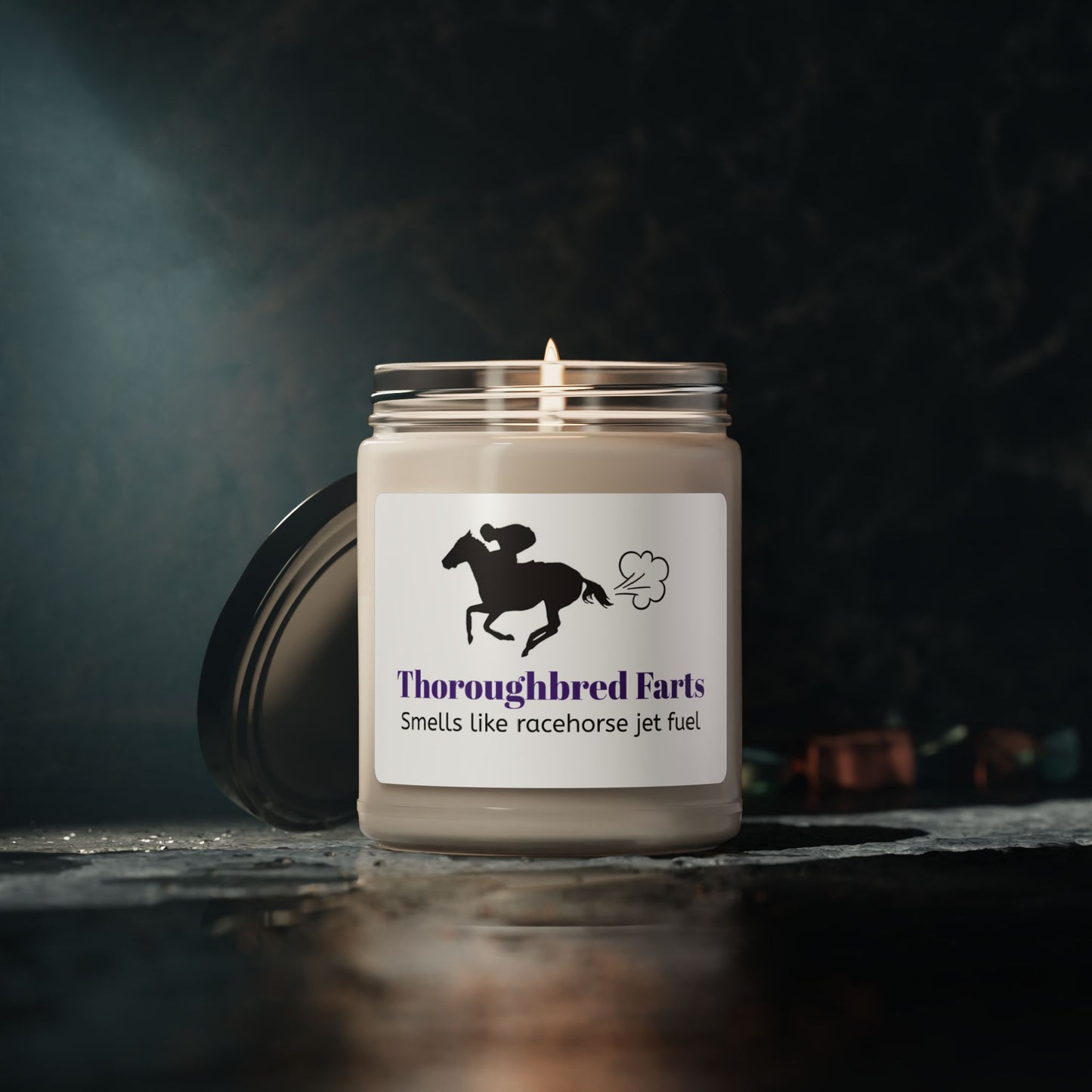 OTTB Equestrian Horse Gift - Candle - Smells like Thoroughbred Farts