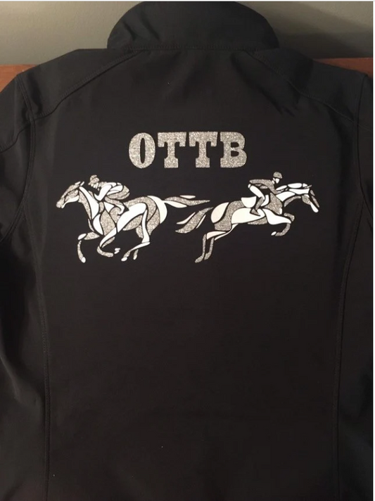 Apparel - Ladies Softshell Jacket with OTTB Thoroughbred Design