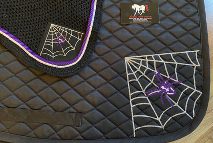 Custom Halloween spider web - HORSE all purpose saddle pad and/or bonnet set