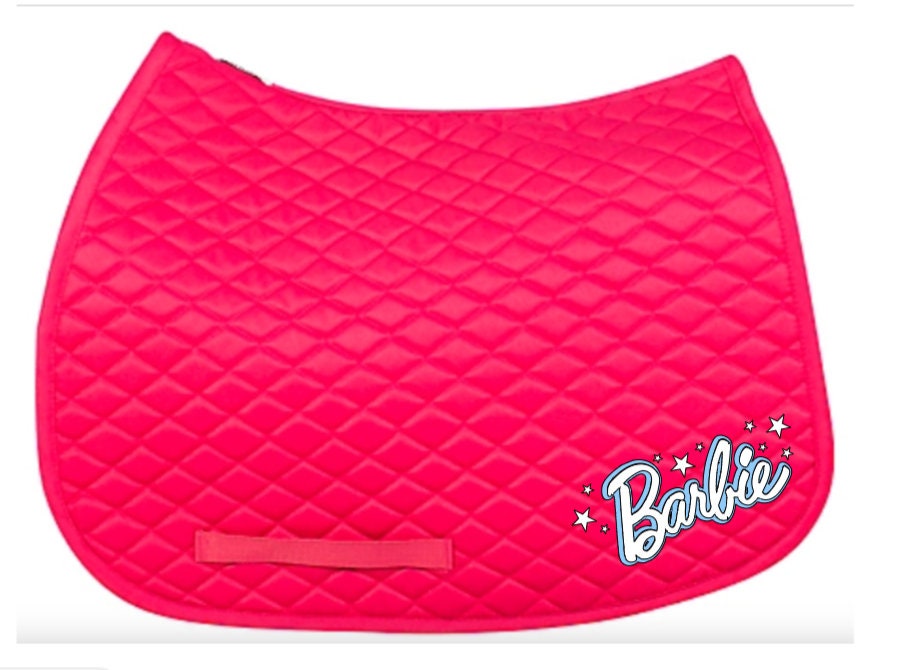 Custom PONY saddle pad - Pink Pad with Barbie logo