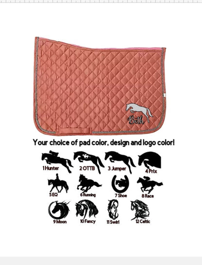 Custom Personalized Horse English Saddle Pad - Design and Name - Shadow Contour Pad