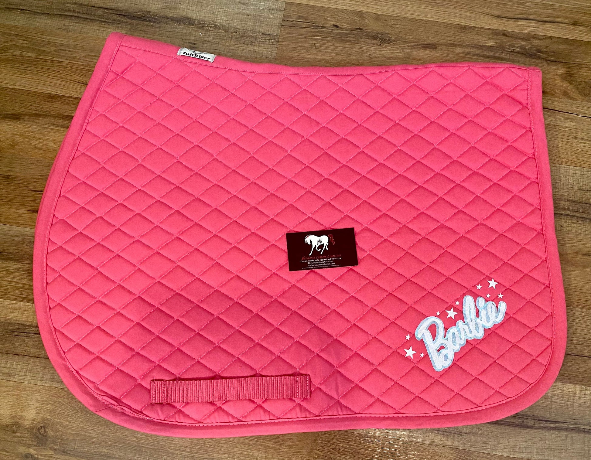 Custom PONY saddle pad - Pink Pad with Barbie logo