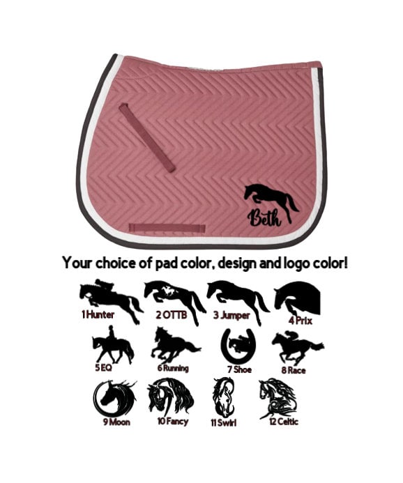 Custom Personalized Horse English All Purpose Saddle Pad - Choose a Design and Your Name - Chevron